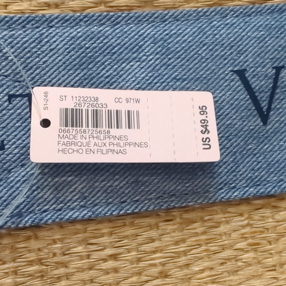 Victoria's Secret Demin And Woven Rattan Beach Tote Bag - Picture 3 of 8